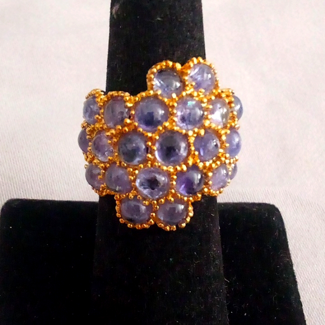 Gorgeous Heated Natural Tanzanite Cabochon Cocktail Ring Size 6 350$